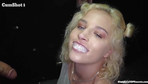 Blonde milf and her man are doing a great gangbanging