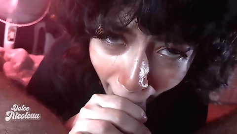 Brunette with a big ass and a sexy mouth takes a big dick