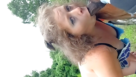 Bright blonde milf gets facial and dick in her pussy