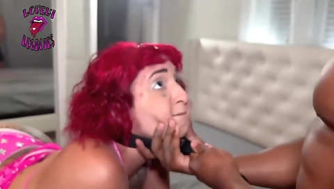 Amateur interracial threesome with a redhead with tattoos