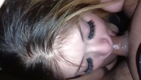 Blonde girl has hairy pussy and tattoo and deep throat blowjob