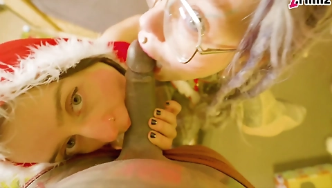 Hot blonde and brunette girl with tattoos getting fucked