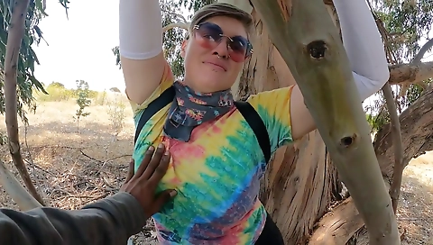 Busty blonde with a huge tattooed pussy getting massaged