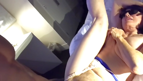 Busty mature blonde milf gets fucked by a big cock dude