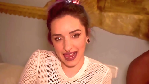 Amateur teen in stockings and stockings with a tattoo on her ass