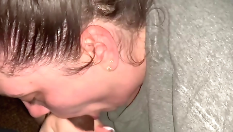 Ebony brunette with large tits and hairy bush fucks her husband