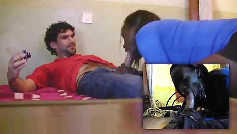 A big black cock drills an ebony pussy in a bedroom